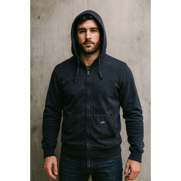 SIMS Black Full Zip Snowboard Sweatshirt FIshing Hoodie Mens Size Small - Picture 1 of 9